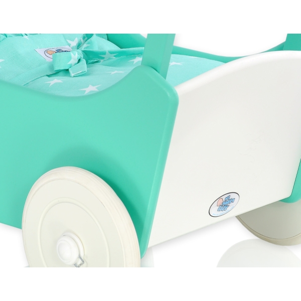 Landau de Poupée en Bois Menthe Blanc
