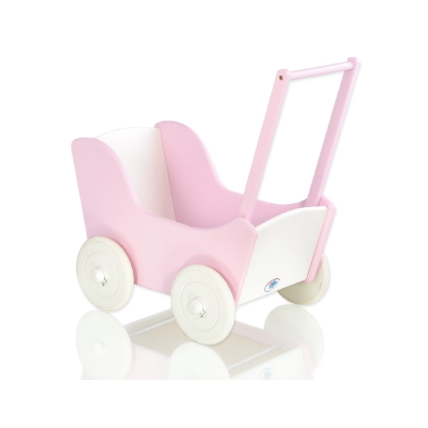 Landau de Poupée en Bois Rose Blanc