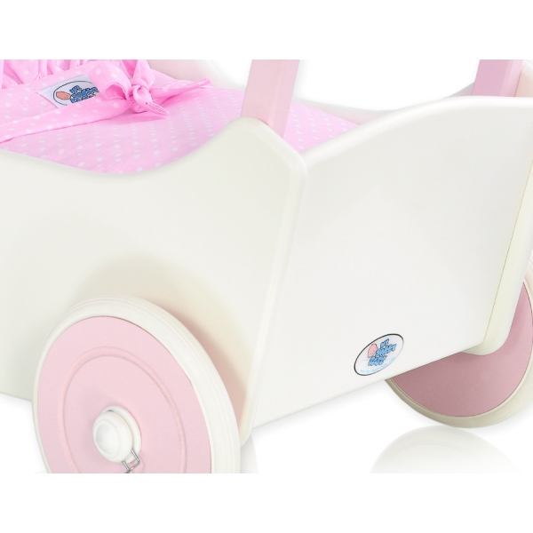 Landau de Poupée en Bois Rose Blanc
