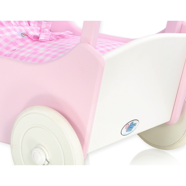Landau de Poupée en Bois Rose Blanc