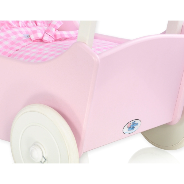 Landau de Poupée en Bois Rose Blanc