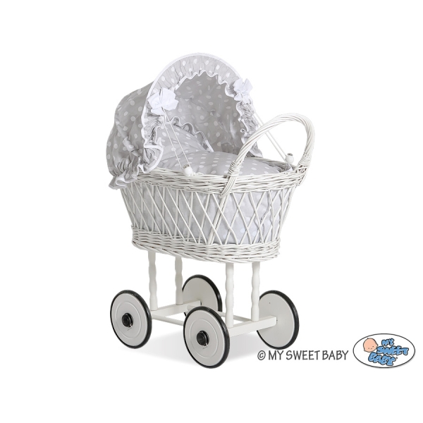 Landau de Poupée en Osier Gris