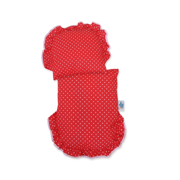 Landau de Poupée en Osier Naturel Rouge à Pois
