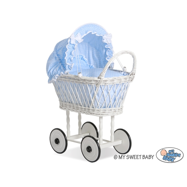 Landau de Poupée en Rotin Bleu