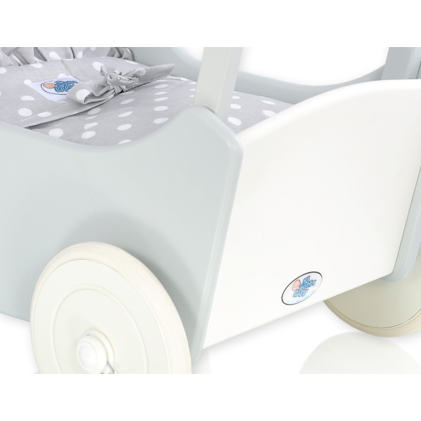 Landau en Bois pour Poupée Blanc Gris