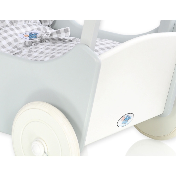 Landau en Bois pour Poupée Blanc Gris