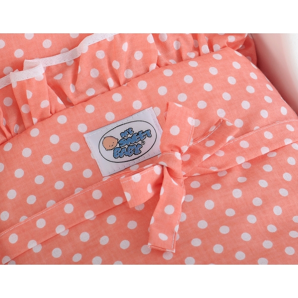 Landau en Bois pour Poupée Blanc Rose Poudré