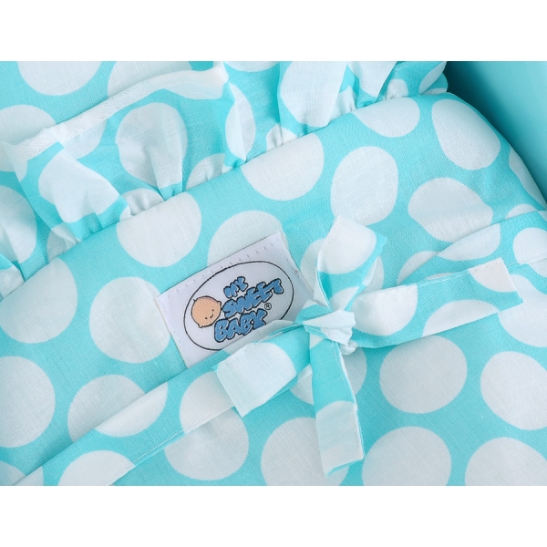 Landau en Bois pour Poupée Blanc Turquoise