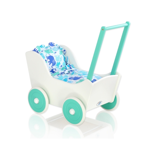 Landau en Bois pour Poupée Menthe Blanc