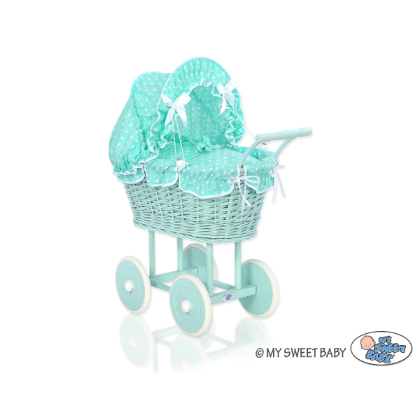 Landau en Osier Bébé Jouet Menthe