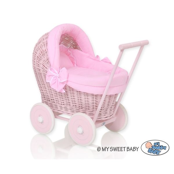Landau en Osier Bébé Jouet Rose Rose