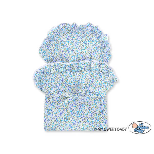 Landau Poupée en Osier Bleu Fleurs
