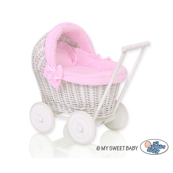 Landau Poupée en Osier Rose