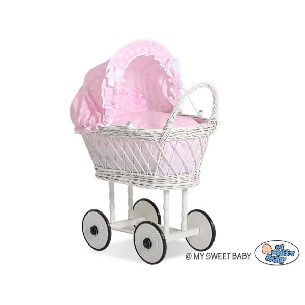 Landau Poupée en Osier Rose
