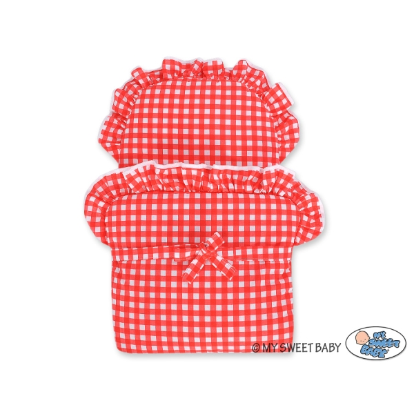 Landau Poupée en Osier Rouge à Carreaux