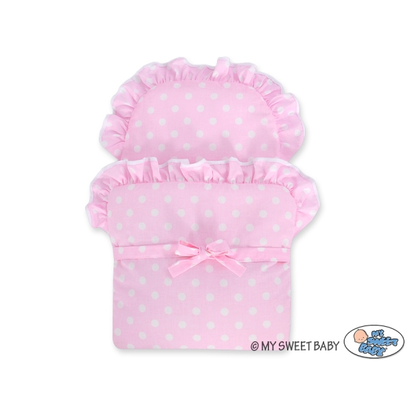 Landau pour Poupée en Osier Rose à Pois Rose Poussiéreux