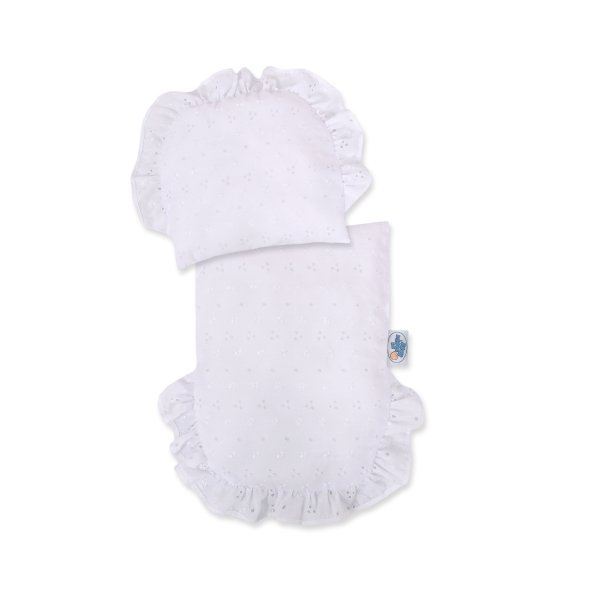 Landau Poussette de Poupée en Osier Blanc Gris