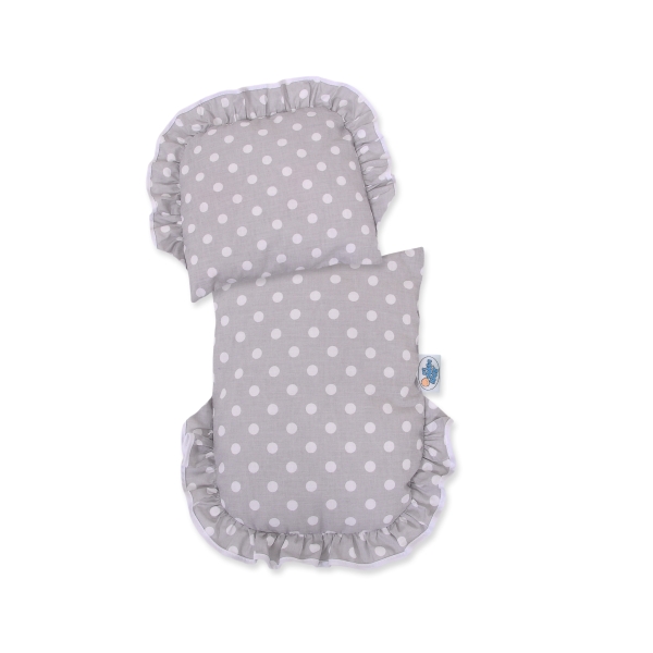 Landau Poussette de Poupée en Osier Blanc Gris à Pois