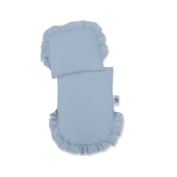 Landau Poussette de Poupée en Osier Gris Bleu Pastel