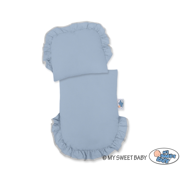 Landau Poussette de Poupée en Osier Gris Bleu Pastel