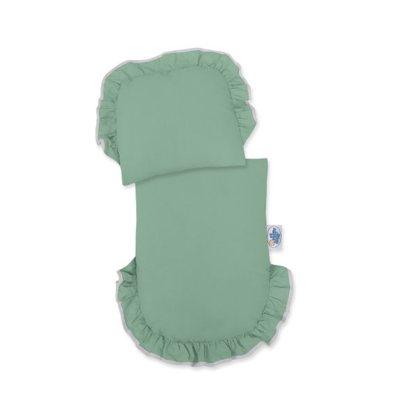 Landau Poussette de Poupée en Osier Gris Vert Pastel