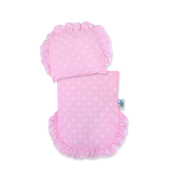 Landau Poussette de Poupée en Osier Rose à Pois