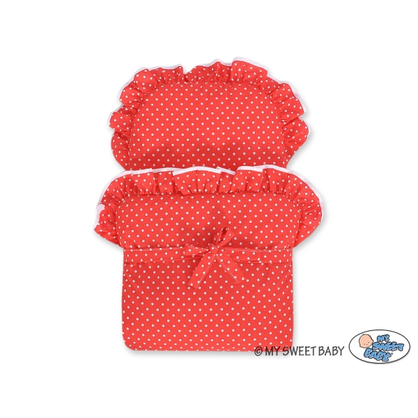 Landau Poussette de Poupée en Osier Rouge à Pois