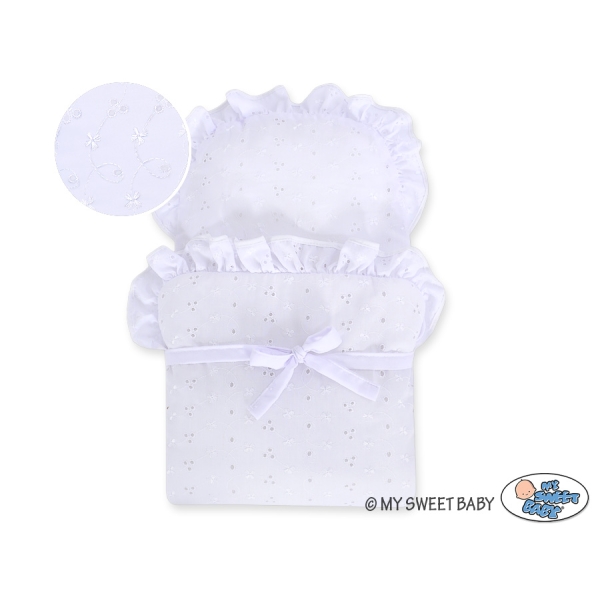 Landau Poussettes Poupée en Osier Naturel Blanc