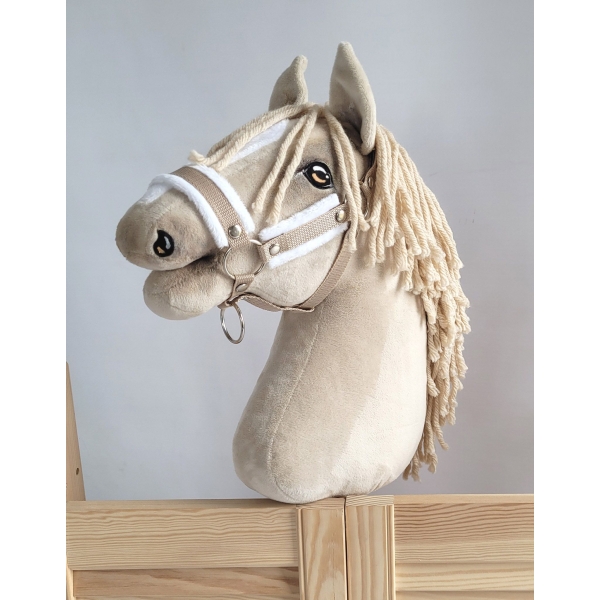 Licol avec Fourrure Blanche pour Cheval Bâton A3 Beige