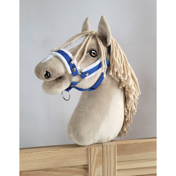 Licol avec Fourrure Blanche pour Cheval Bâton A3 Bleu