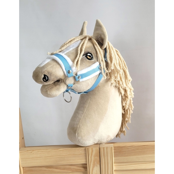 Licol avec Fourrure Blanche pour Cheval Bâton A3 Bleu Clair