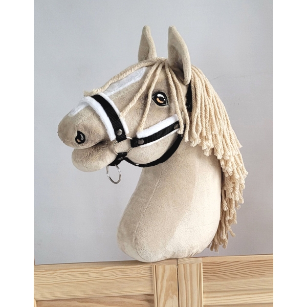 Licol avec Fourrure Blanche pour Cheval Bâton A3 Noir