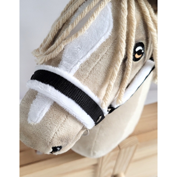 Licol avec Fourrure Blanche pour Cheval Bâton A3 Noir