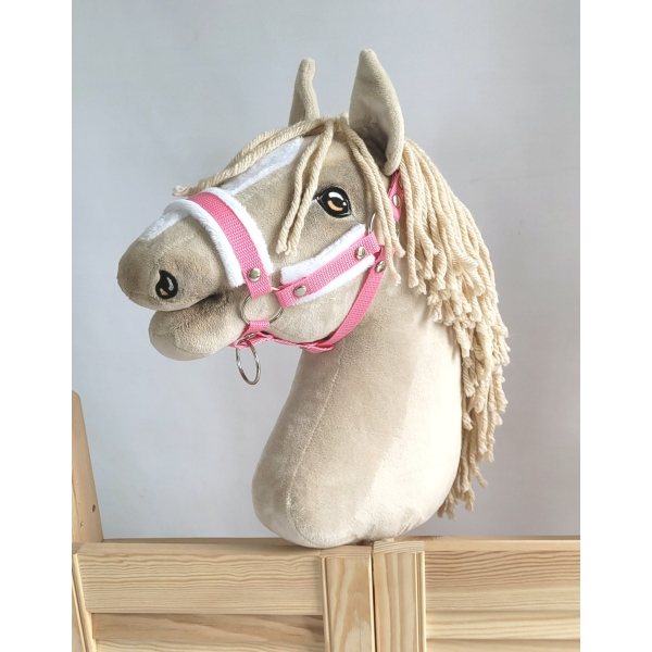 Licol avec Fourrure Blanche pour Cheval Bâton A3 Rose