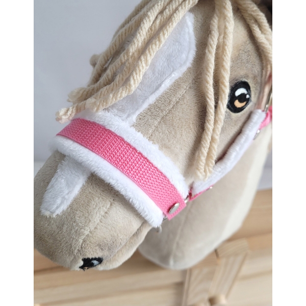 Licol avec Fourrure Blanche pour Cheval Bâton A3 Rose