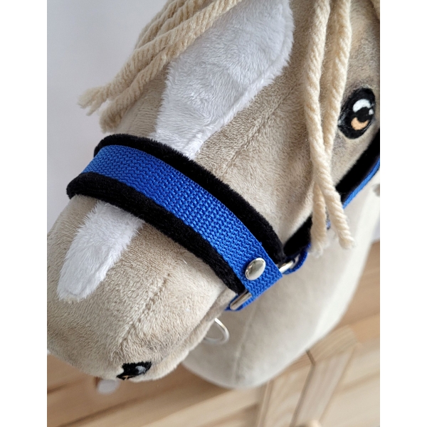 Licol avec Fourrure Noire pour Cheval  Bâton  A3 Bleu