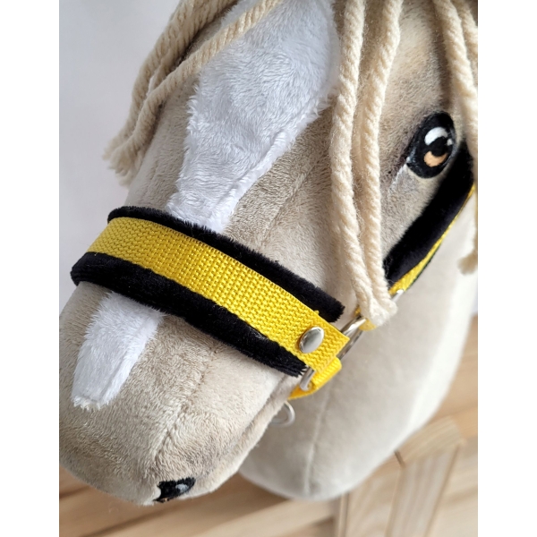 Licol avec Fourrure Noire pour Cheval  Bâton  A3 Jaune