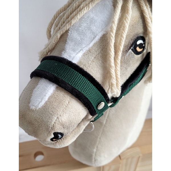 Licol avec Fourrure Noire pour Cheval  Bâton  A3 Khaki