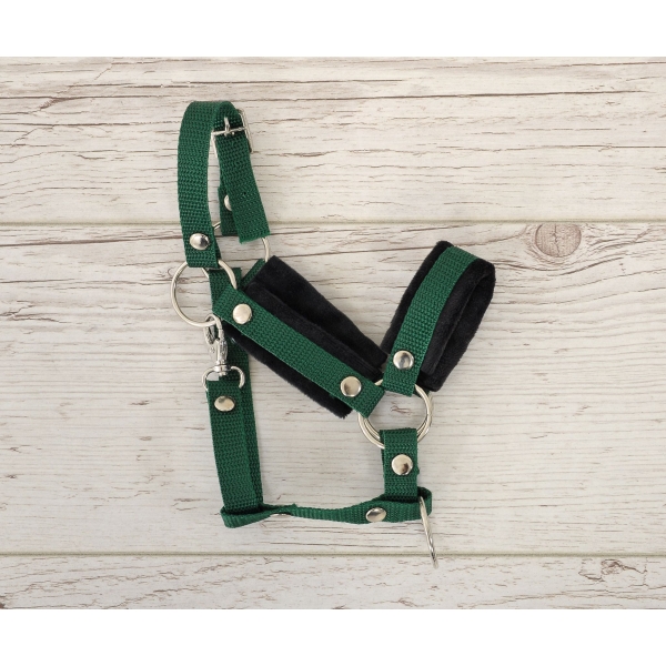 Licol avec Fourrure Noire pour Cheval  Bâton  A3 Khaki