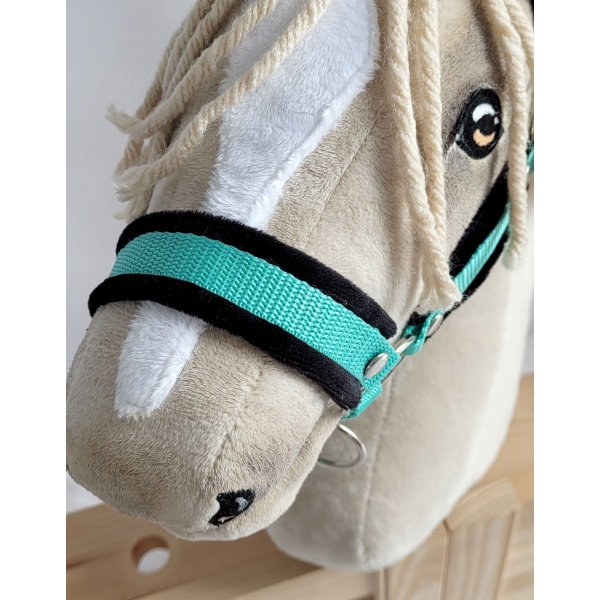 Licol avec Fourrure Noire pour Cheval  Bâton  A3 Menthe