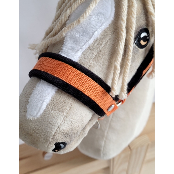 Licol avec Fourrure Noire pour Cheval  Bâton  A3 Orange