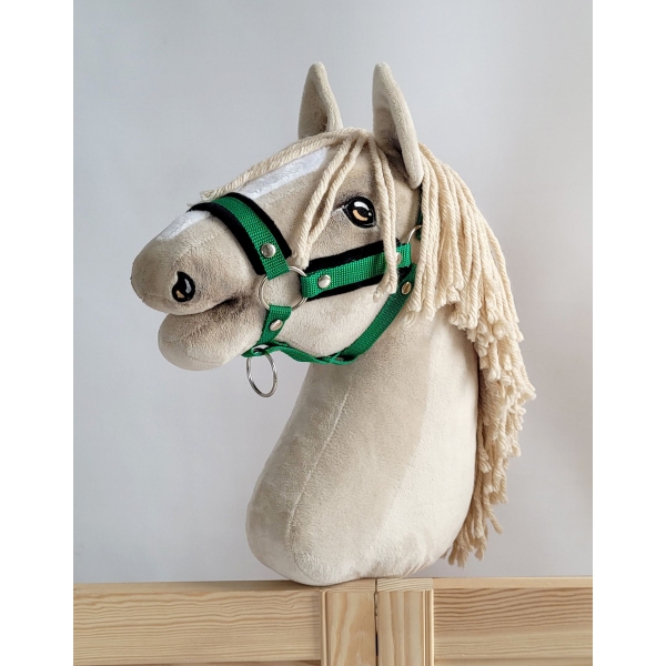 Licol avec Fourrure Noire pour Cheval  Bâton  A3 Vert