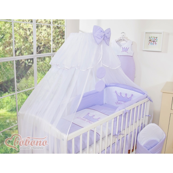 Linge de Lit Bébé Parure 11 pcs avec Moustiquaire Lila Prince / Princess