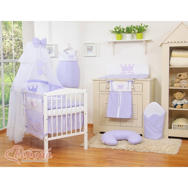 Linge de Lit Bébé Parure 11 pcs avec Moustiquaire Lila Prince / Princess