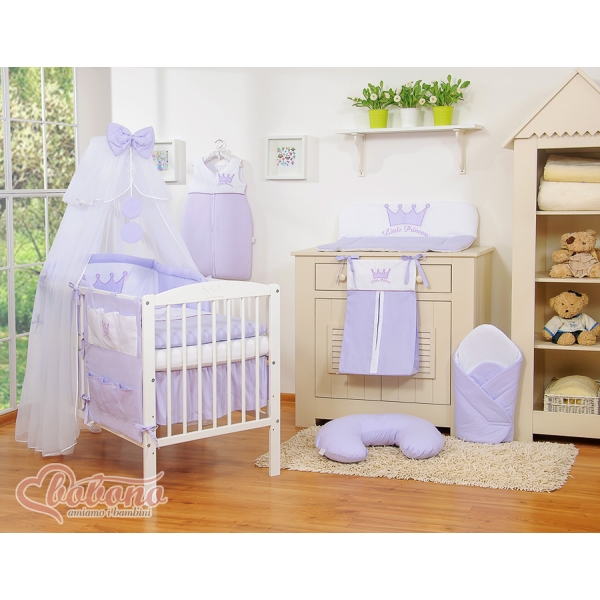 Linge de Lit Bébé Parure 11 pcs avec Moustiquaire Lila Prince / Princess