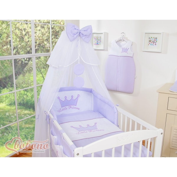 Linge de Lit Bébé Parure 11 pcs avec Moustiquaire Lila Prince / Princess