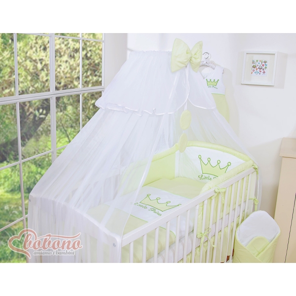 Linge de Lit Bébé Parure 11 pcs avec Moustiquaire Vert Prince / Princess
