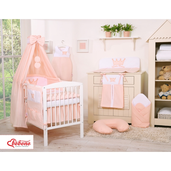 Linge de Lit Bébé Parure 11 pcs  Ciel Rose Poudré Prince / Princess