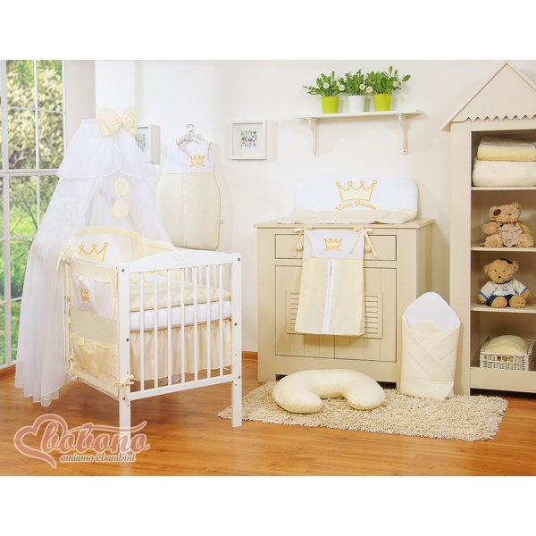 Linge de Lit Bébé Parure 11 pcs Moustiquaire Crème Little Prince / Princess