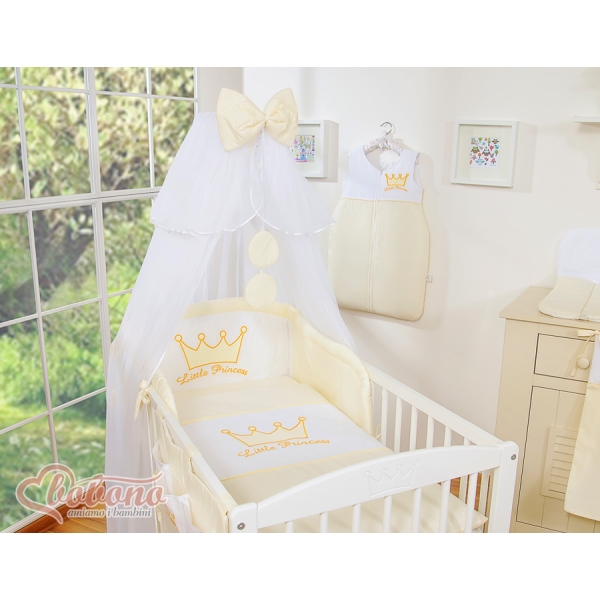 Linge de Lit Bébé Parure 11 pcs Moustiquaire Crème Little Prince / Princess